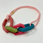 Load image into Gallery viewer, Maca Links Necklace, pink and green
