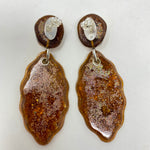 Load image into Gallery viewer, Cateye Earrings, amber, gold dust and glitter
