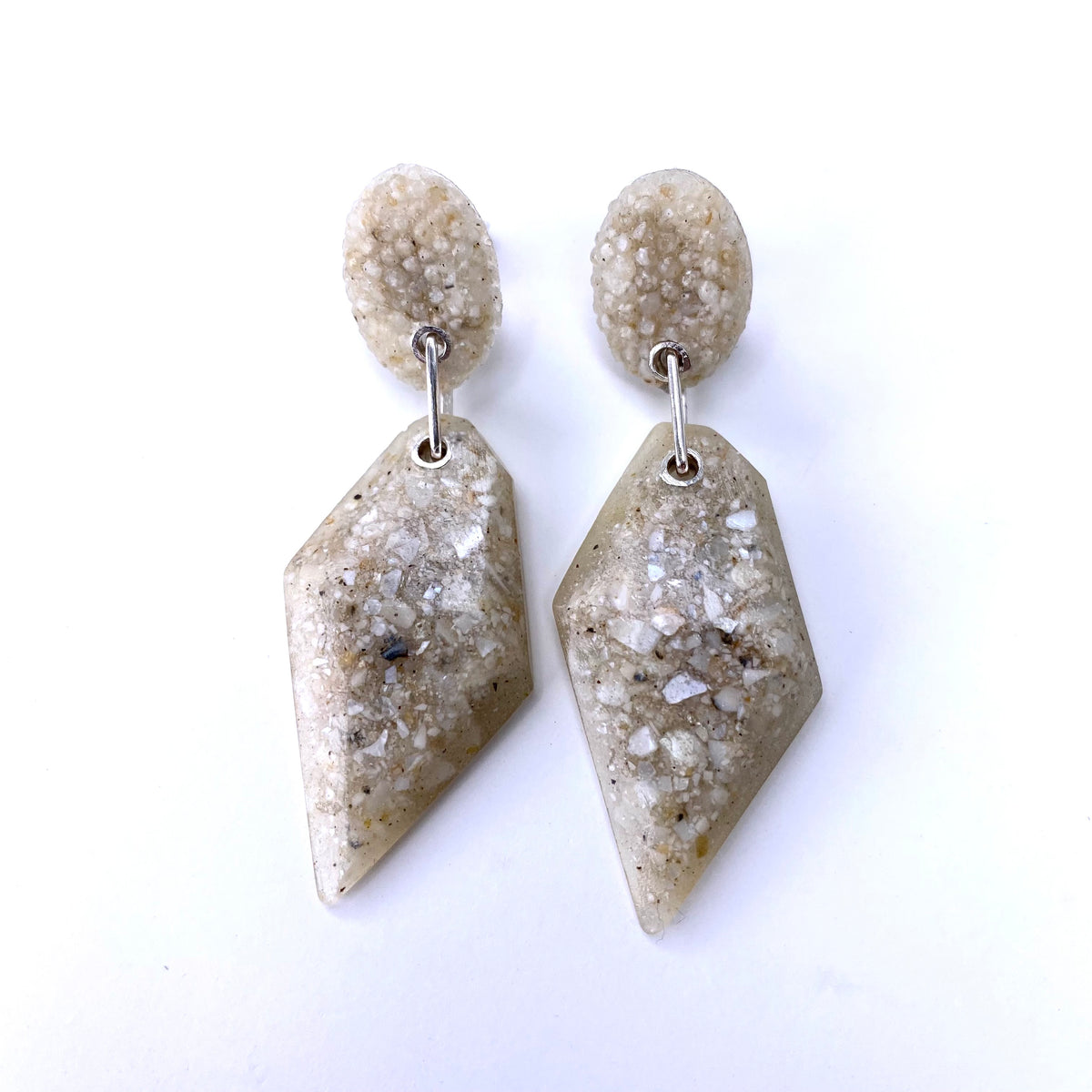 Medium Double Rock earrings, Mother of pearl, Stg Silver