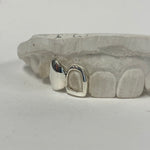 Load image into Gallery viewer, Two teeth in Stg Silver, one full cap, one open window
