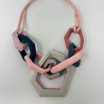 Load image into Gallery viewer, Links Necklace, 8 Links on a pink cord
