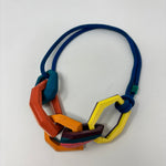 Load image into Gallery viewer, Links Necklace, 5 multicolour links on a teal cord
