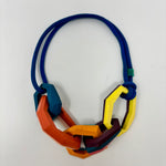 Load image into Gallery viewer, Links Necklace, 5 multicolour links on a teal cord
