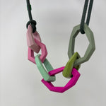 Load image into Gallery viewer, Links Necklace, 6 links on a camo green cord
