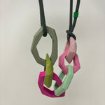 Load image into Gallery viewer, Links Necklace, 6 links on a camo green cord
