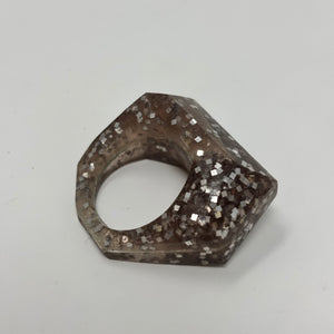 Inner Link Ring, Smokey Glitter and Silver