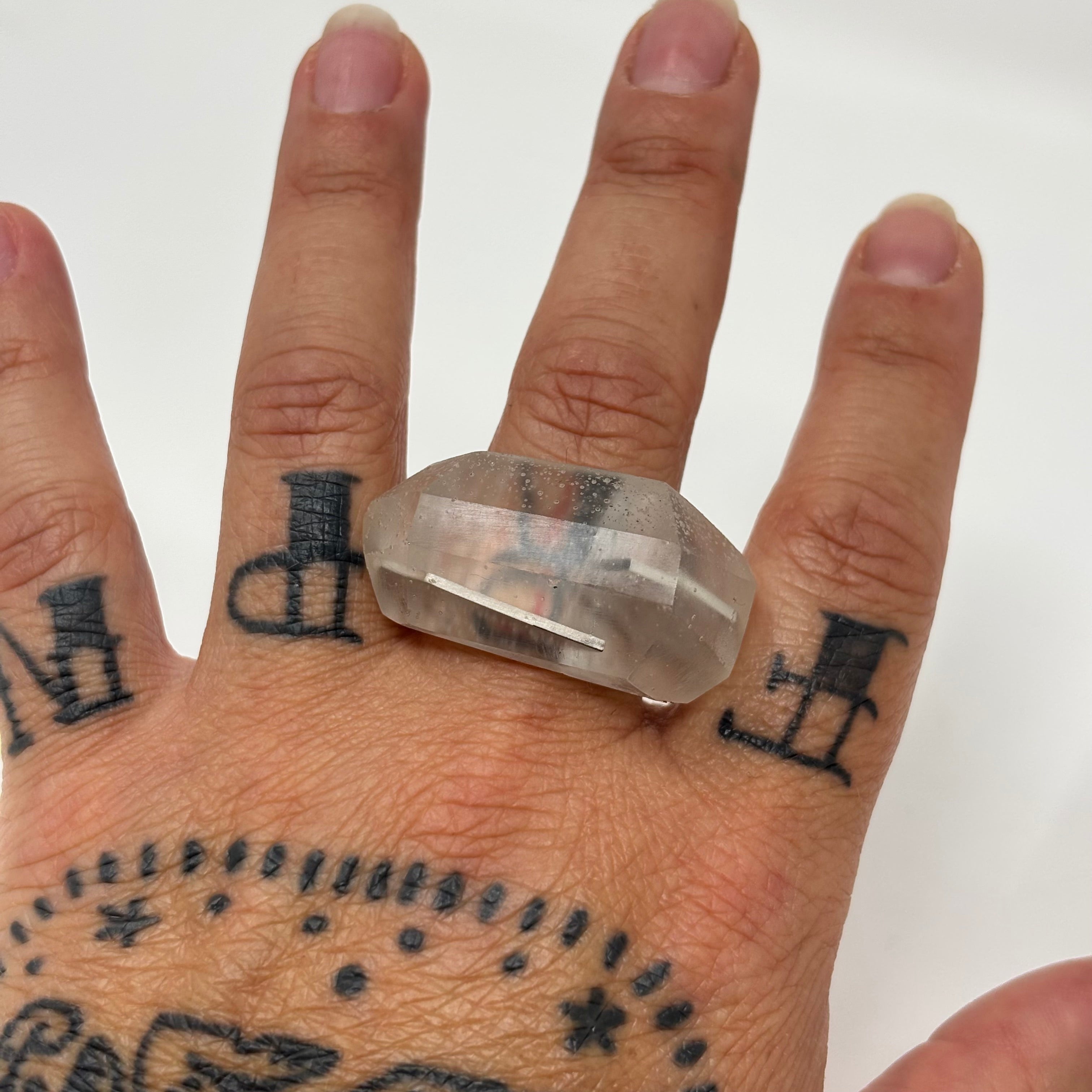 Inner Link Ring, Clear and Silver