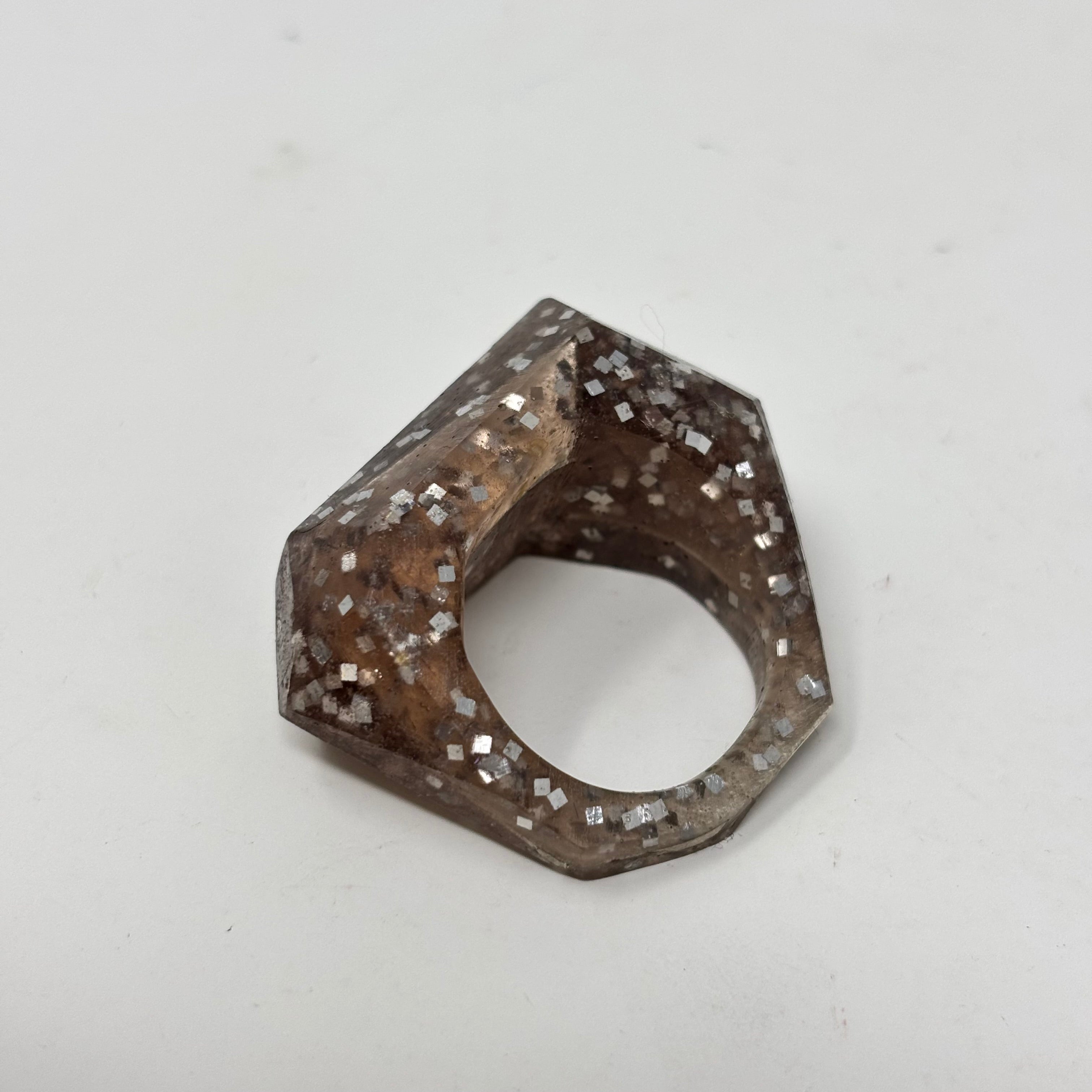 Inner Link Ring, Smokey Glitter and Silver