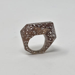 Inner Link Ring, Smokey Glitter and Silver