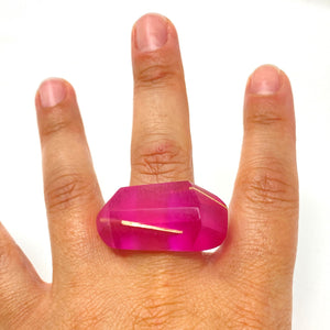 Inner Link Ring, Raspberry Pink and Silver