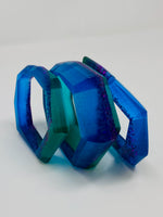 Load image into Gallery viewer, Bangle Link Trio in Teal with Purple glitter
