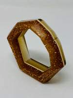Load image into Gallery viewer, Wide Bangle Link, Beige and Gold Glitter
