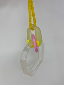 Links Pendant Clear, Pink and Yellow