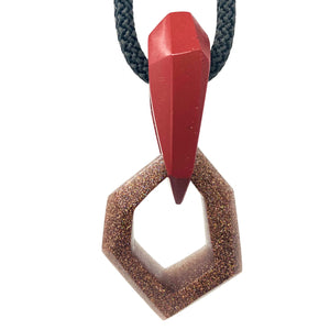 Maca Links Pendant. Terracotta and Copper Glitter