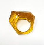 Load image into Gallery viewer, Inner Link Ring, Faux Amber and Silver
