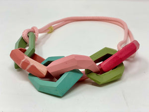 Maca Links Necklace, pink and greens