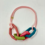 Load image into Gallery viewer, Maca Links Necklace, pink and green
