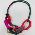 Load image into Gallery viewer, Links Necklace, Olive green and Fuchsia
