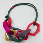 Load image into Gallery viewer, Links Necklace, Olive green and Fuchsia
