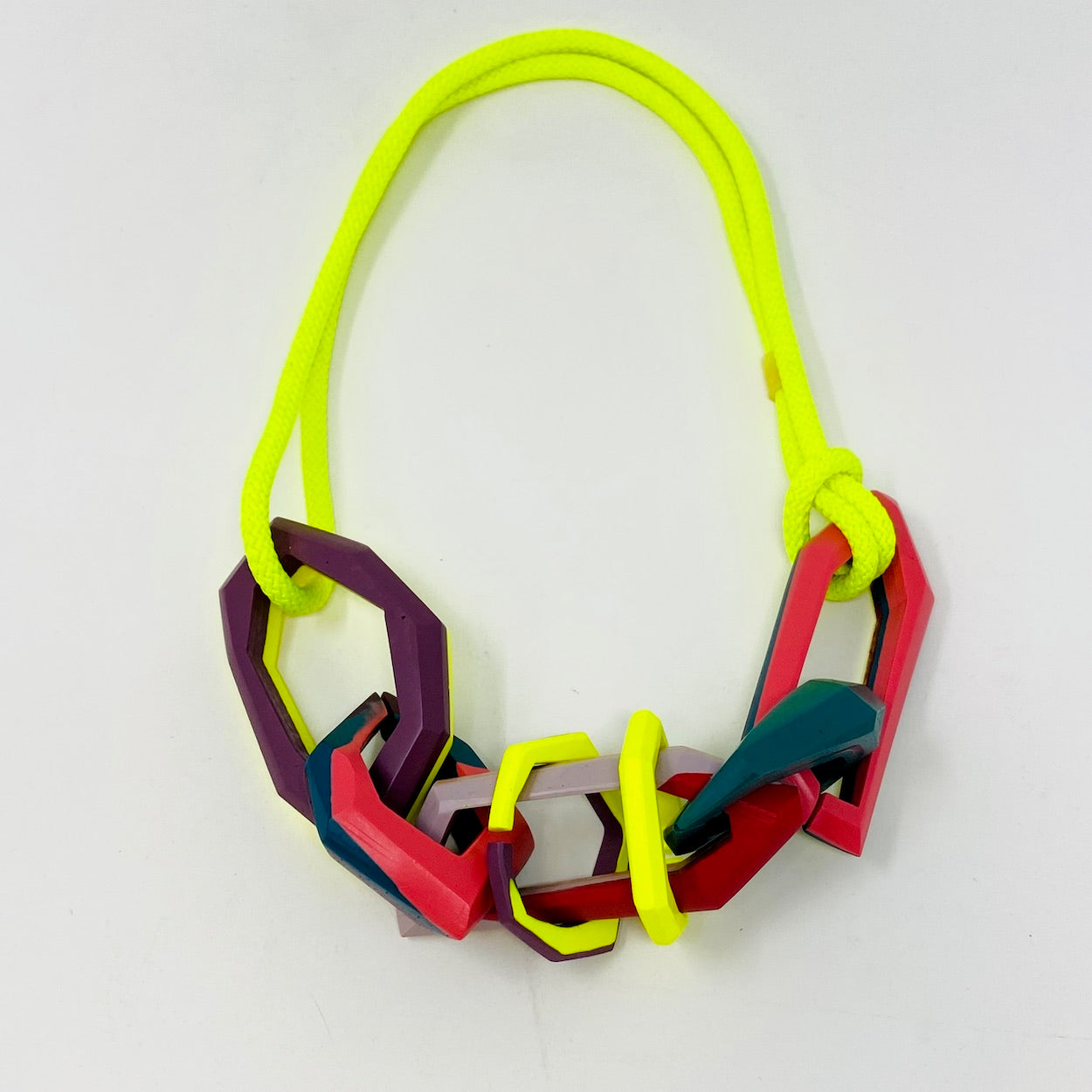 Maca Links Necklace, Fluro yellow, pinks and greens