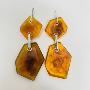 Double Rock Earrings, amber light