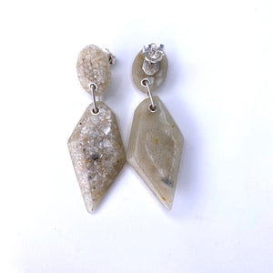 Medium Double Rock earrings, Mother of pearl, Stg Silver